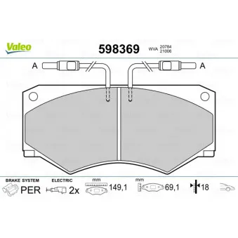 Jeu de 4 plaquettes de frein avant VALEO 598369