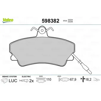 Jeu de 4 plaquettes de frein avant VALEO 598382