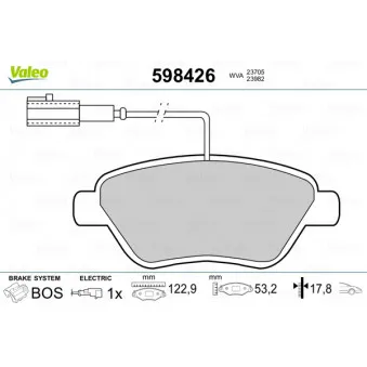 Jeu de 4 plaquettes de frein avant VALEO 598426