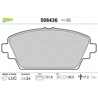 Jeu de 4 plaquettes de frein avant VALEO 598436