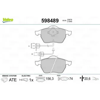 Jeu de 4 plaquettes de frein avant VALEO 598489