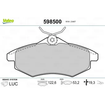 Jeu de 4 plaquettes de frein avant VALEO 598500