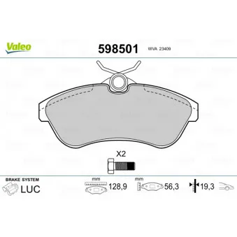 Jeu de 4 plaquettes de frein avant VALEO 598501