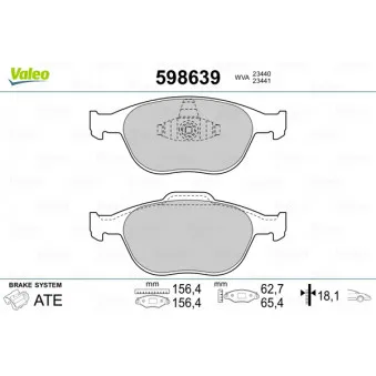 Jeu de 4 plaquettes de frein avant VALEO 598639