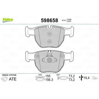 Jeu de 4 plaquettes de frein avant VALEO 598658