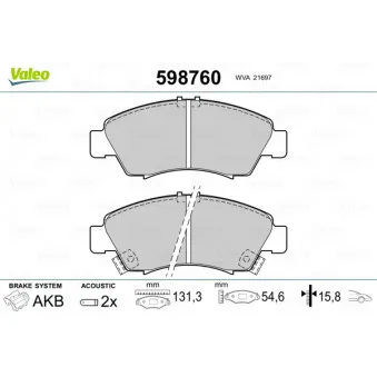 Jeu de 4 plaquettes de frein avant VALEO 598760