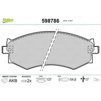 Jeu de 4 plaquettes de frein avant VALEO 598786