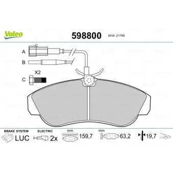 Jeu de 4 plaquettes de frein avant VALEO 598800