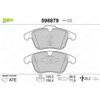 Jeu de 4 plaquettes de frein avant VALEO 598879