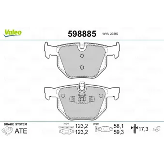 Jeu de 4 plaquettes de frein arrière VALEO 598885