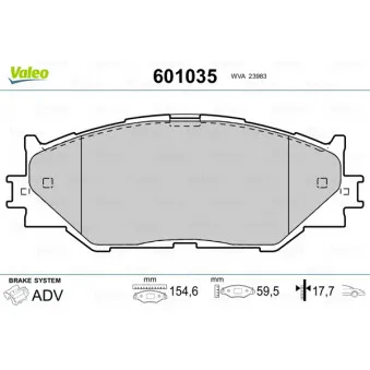 Jeu de 4 plaquettes de frein avant VALEO 601035