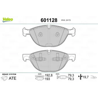 Jeu de 4 plaquettes de frein avant VALEO 601128