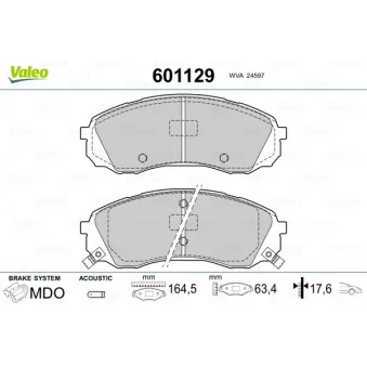 Jeu de 4 plaquettes de frein avant VALEO 601129