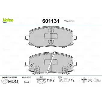 Jeu de 4 plaquettes de frein avant VALEO 601131