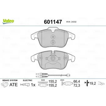 Jeu de 4 plaquettes de frein avant VALEO 601147