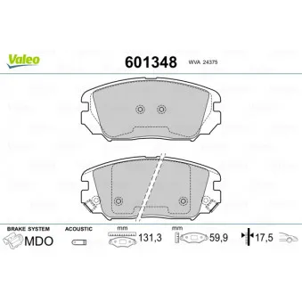 Jeu de 4 plaquettes de frein avant VALEO 601348