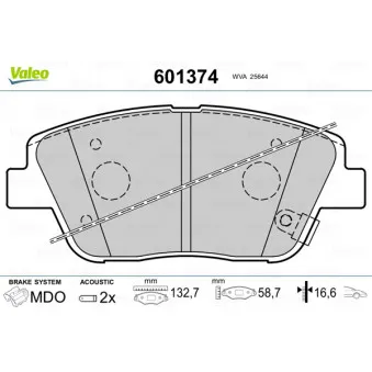 Jeu de 4 plaquettes de frein avant VALEO 601374