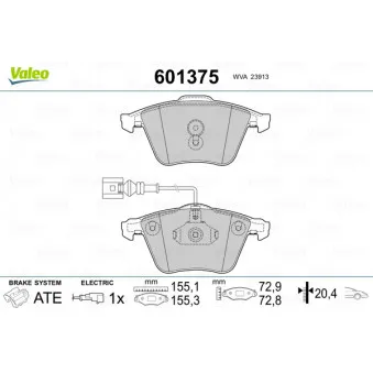 Jeu de 4 plaquettes de frein avant VALEO 601375