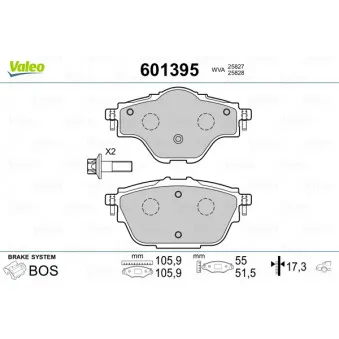 Jeu de 4 plaquettes de frein arrière VALEO 601395