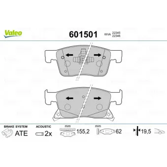 Jeu de 4 plaquettes de frein avant VALEO 601501