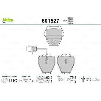 Jeu de 4 plaquettes de frein avant VALEO 601527