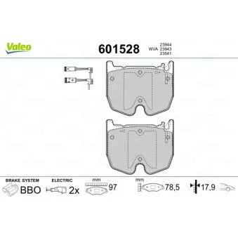 Jeu de 4 plaquettes de frein avant VALEO 601528