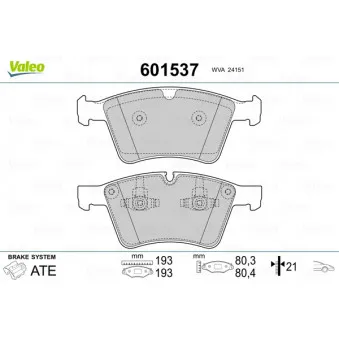 Jeu de 4 plaquettes de frein avant VALEO 601537