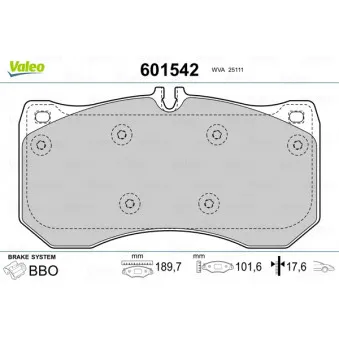 Jeu de 4 plaquettes de frein avant VALEO 601542