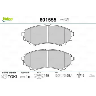 Jeu de 4 plaquettes de frein avant VALEO 601555