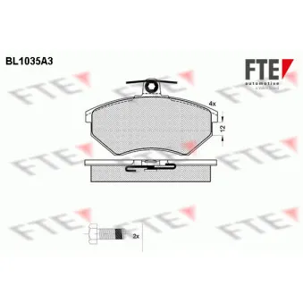 Jeu de 4 plaquettes de frein avant FTE BL1035A3