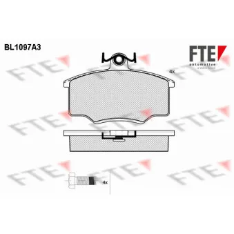 Jeu de 4 plaquettes de frein avant FTE BL1097A3