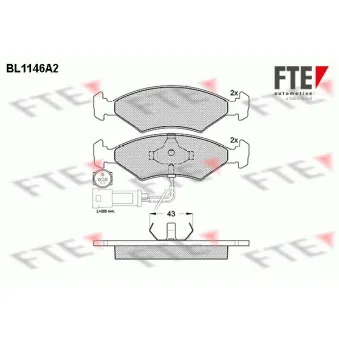 Jeu de 4 plaquettes de frein avant FTE BL1146A2