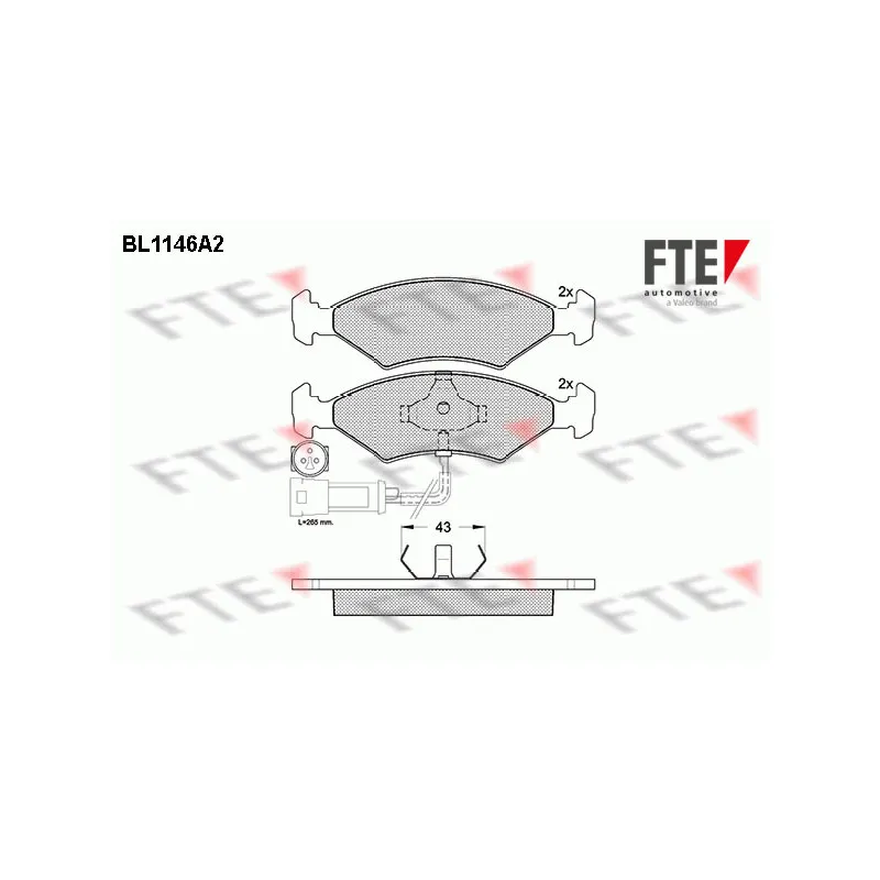 Jeu de 4 plaquettes de frein avant FTE BL1146A2