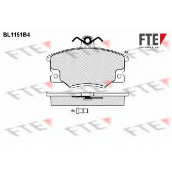 Jeu de 4 plaquettes de frein avant FTE BL1151B4