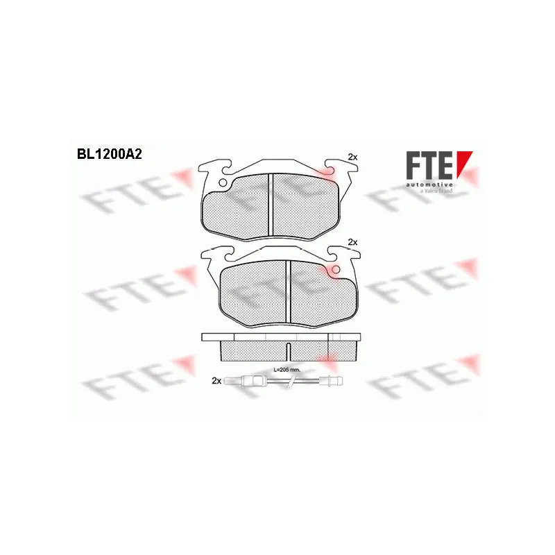 Jeu de 4 plaquettes de frein avant FTE BL1200A2