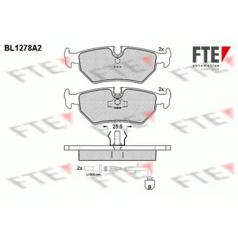 Jeu de 4 plaquettes de frein arrière FTE BL1278A2