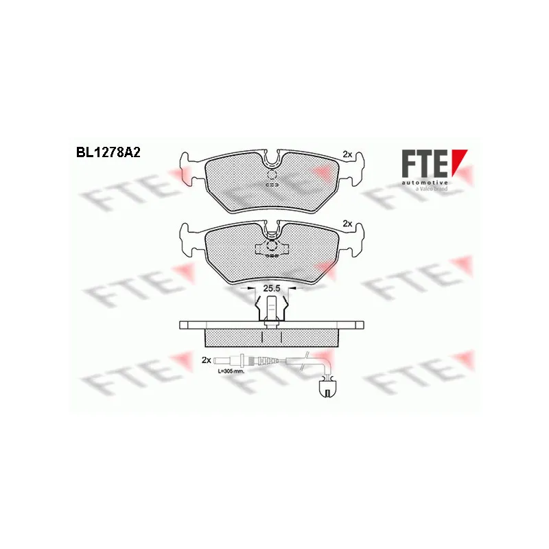 Jeu de 4 plaquettes de frein arrière FTE BL1278A2