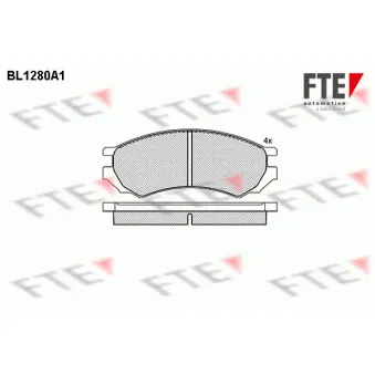 Jeu de 4 plaquettes de frein avant FTE BL1280A1