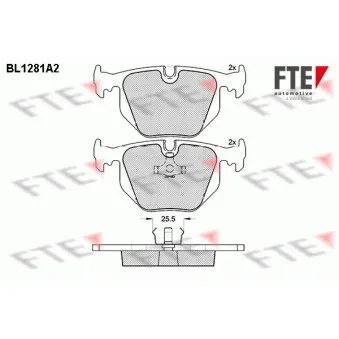 Jeu de 4 plaquettes de frein arrière FTE BL1281A2