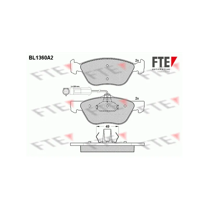 Jeu de 4 plaquettes de frein avant FTE BL1360A2