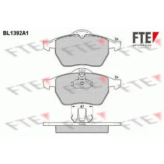 Jeu de 4 plaquettes de frein avant FTE BL1392A1