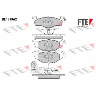 Jeu de 4 plaquettes de frein avant FTE BL1399A2