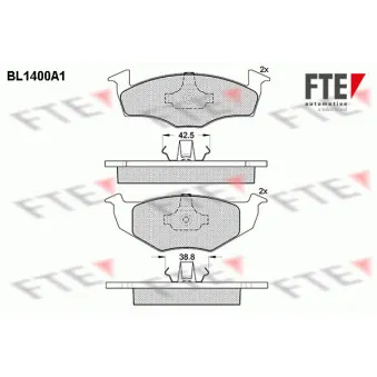 Jeu de 4 plaquettes de frein avant FTE BL1400A1