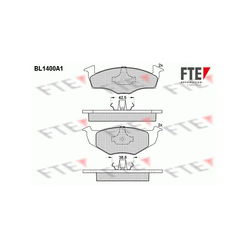 Jeu de 4 plaquettes de frein avant FTE BL1400A1