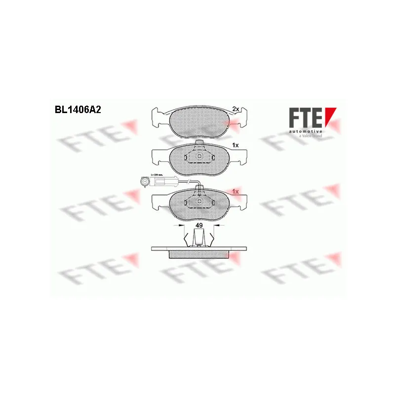 Jeu de 4 plaquettes de frein avant FTE BL1406A2