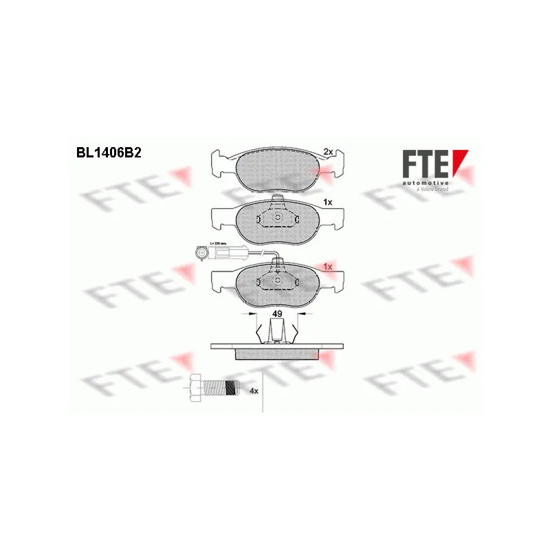 Jeu de 4 plaquettes de frein avant FTE BL1406B2