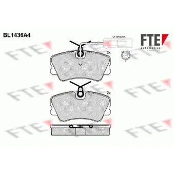 Jeu de 4 plaquettes de frein avant FTE BL1436A4