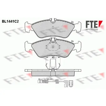 Jeu de 4 plaquettes de frein arrière FTE BL1441C2