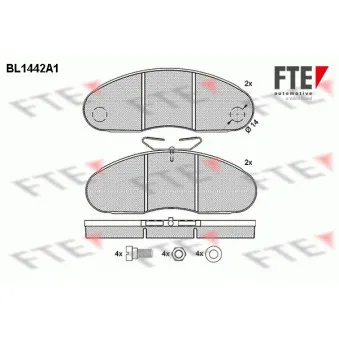 Jeu de 4 plaquettes de frein avant FTE BL1442A1