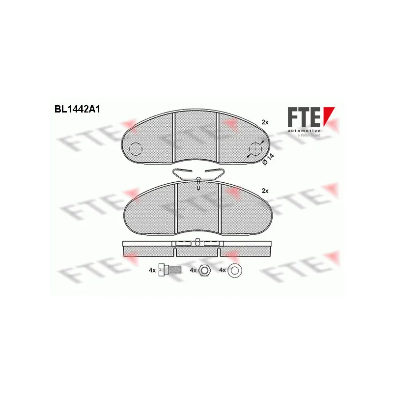 Jeu de 4 plaquettes de frein avant FTE BL1442A1